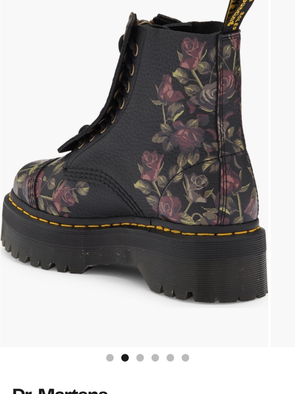 Dr. Martens Black Floral Leather Platform Boot—Sinclair style - Picture 5 of 6